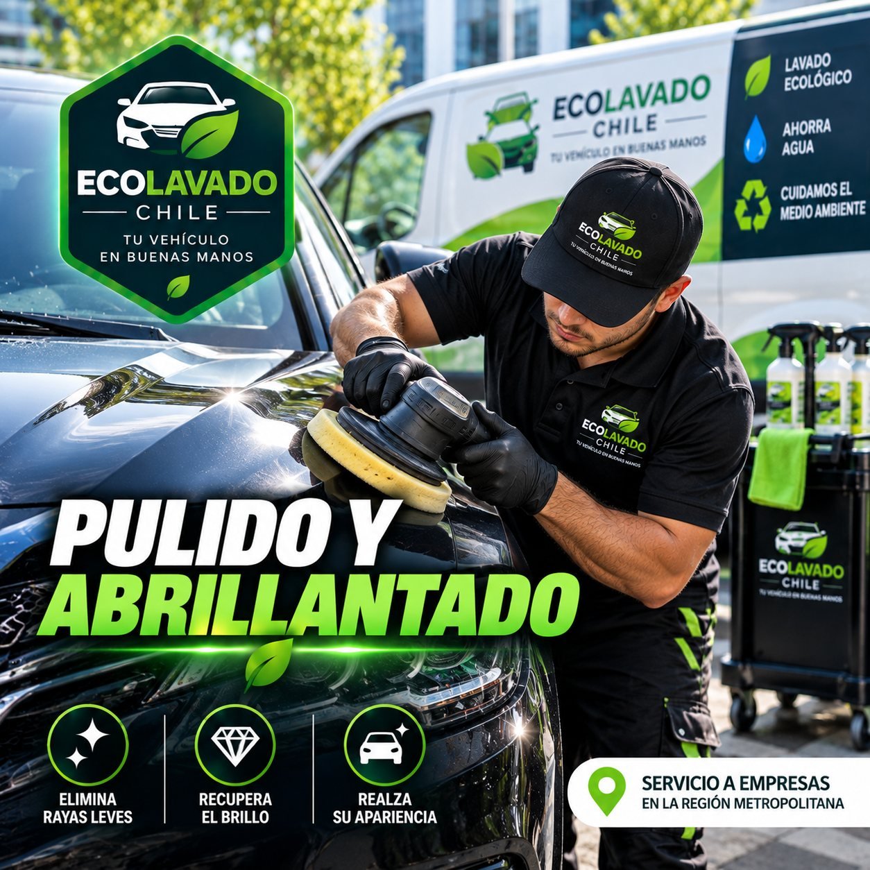 Operario realizando pulido y terminación premium de carrocería
