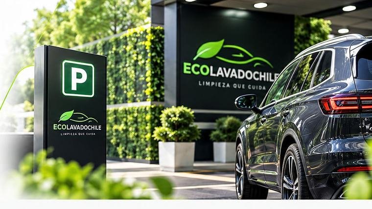 Punto de servicio ECOLAVADO CHILE en un estacionamiento
